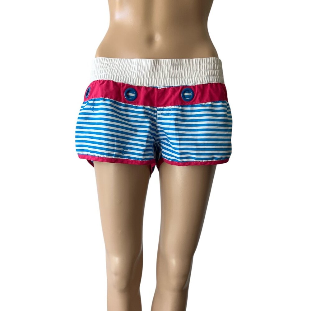 B. Split  Girl Size L(34) Nautical Striped Board Shorts